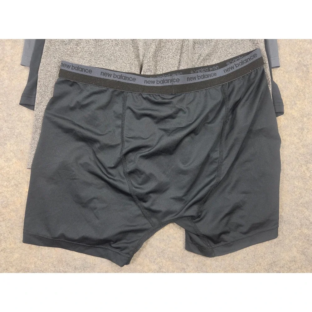 New Balance Mens 4 Pack Boxer Briefs XL Black Grey Performance Underwear